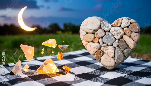 Wallpaper Mural Heart-shaped stone mosaic with shattered crystal Torontodigital.ca