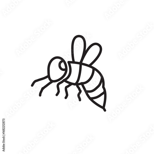 Bee, wasp line icon, outline vector sign, linear simple illustration for web and app..eps
