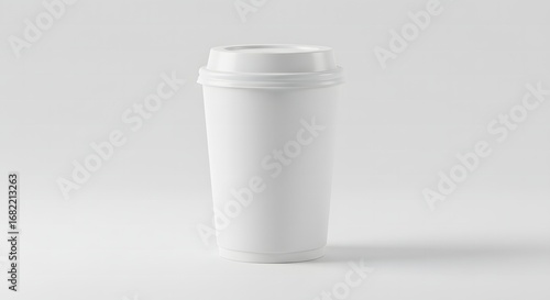 Wallpaper Mural A plain white disposable coffee cup with a lid, standing upright against a clean white background. Torontodigital.ca