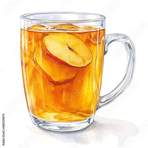 watercolor of Apple Cider Mug Steam, vector, isolated on a white background.