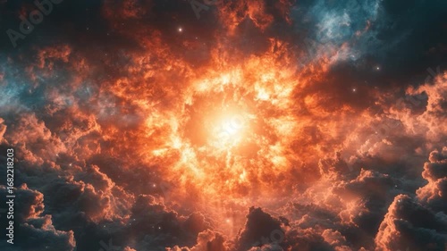 Wallpaper Mural Fiery celestial clouds with a central sun-like glow Torontodigital.ca