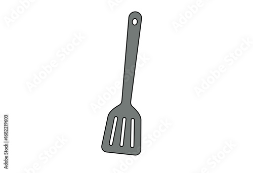 Simple spatula kitchen utensil illustration for cooking, food preparation, recipe content, household kitchenware, culinary education, and restaurant promotional materials isolated on white background