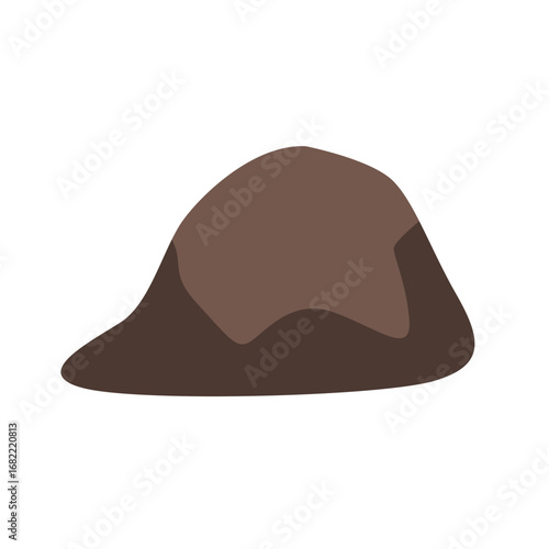 2d illustration single brown rock with rounded shape isolated on white background, perfect for eco projects, geology design, outdoor nature, landscape, and environment.
