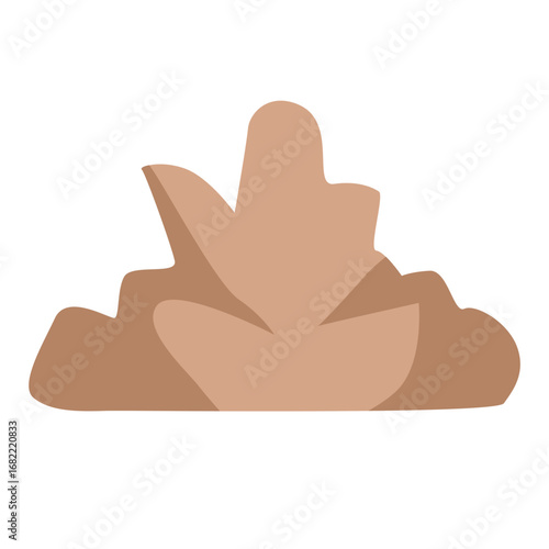 2d illustration brown rock formation isolated on white background, minimal geology element suitable for eco projects, outdoor scenery, nature design, and environment decoration.
