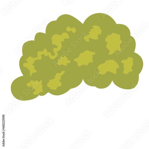 2d illustration green bush with small rounded leaves isolated on white background, perfect for park scenes, forest design, landscape, eco project, and garden.
