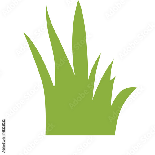 "2D flat illustration of slim green grass leaves, designed for natural decoration, outdoor landscape, and garden design themes."
