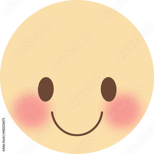 Pastel yellow smiley face with pink cheeks emoji