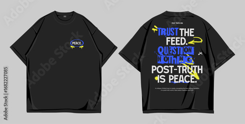Design streetwear motivation, mockup t shirt oversize front and back