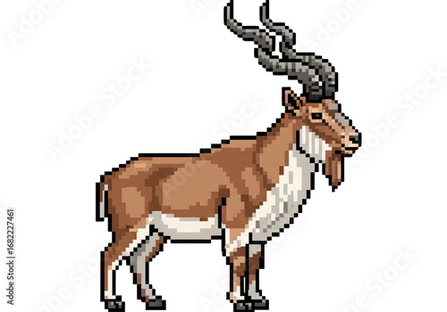 8-Bit Saola PNG - Rare Asian Forest Antelope Pixel Art