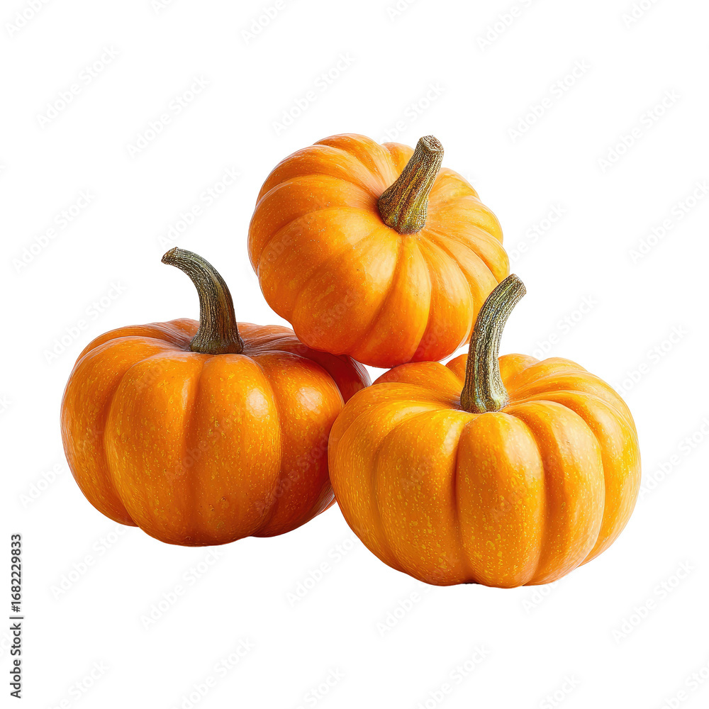 Obraz premium Three small, orange pumpkins stacked