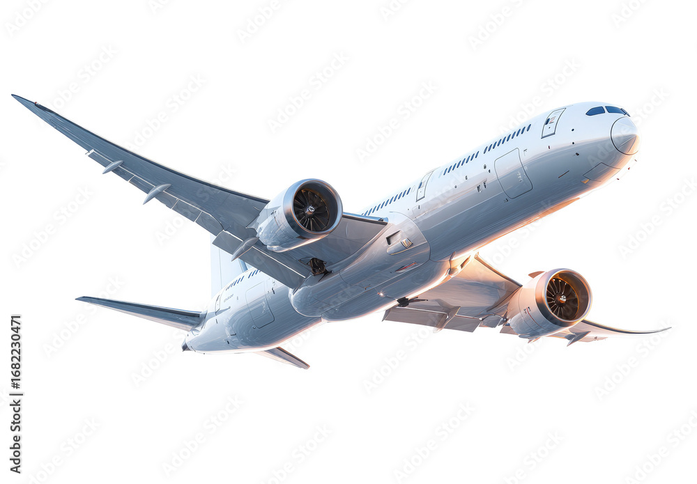 Obraz premium Modern jet airliner in flight, angled view