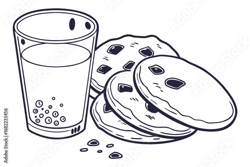 vector-line-art-icon-of-cookies-and-milk-for-santa