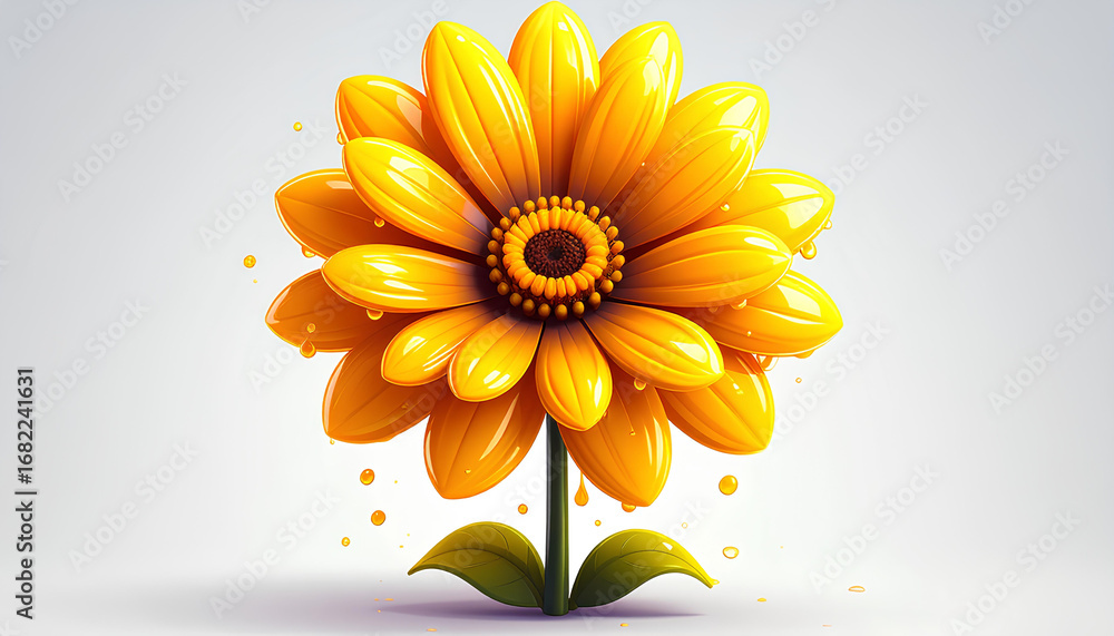 Obraz premium yellow flower cartoon vector illustration