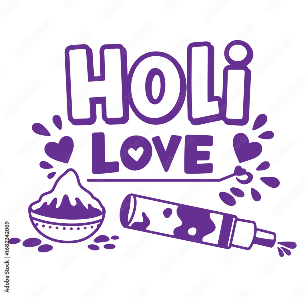 Fototapeta premium Celebrate holi festival with love and colors design featuring dye and hearts