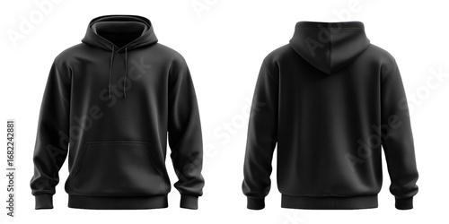 Front and back view of a plain black hoodie (6)