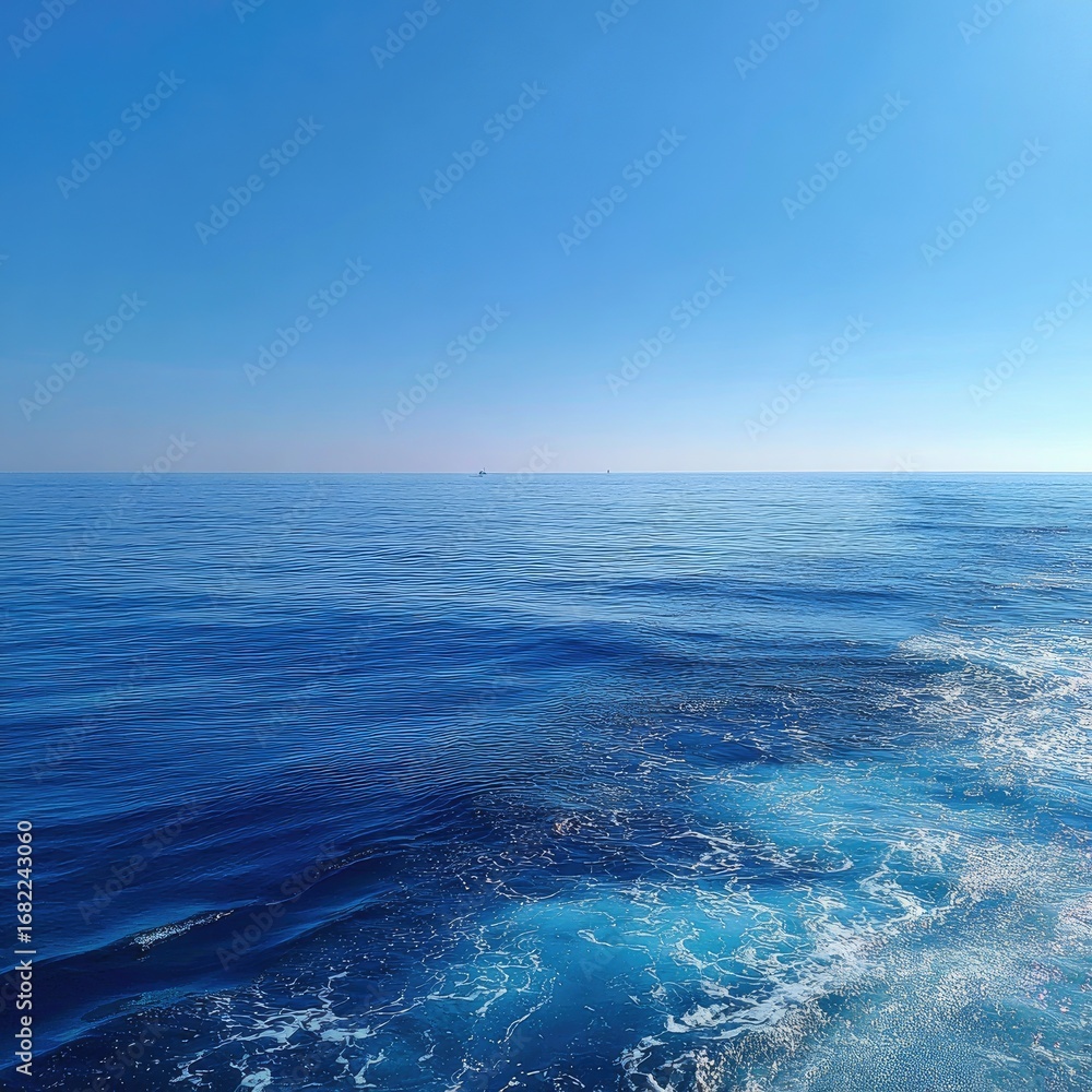 Fototapeta premium Vast expanse of deep blue ocean under a clear sky