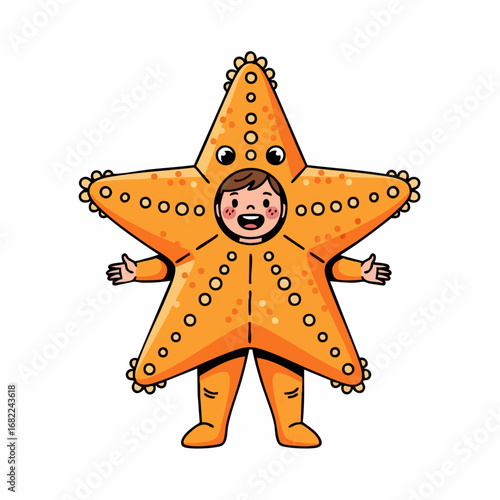 Child in Starfish Costume - A Playful Ocean Adventure.