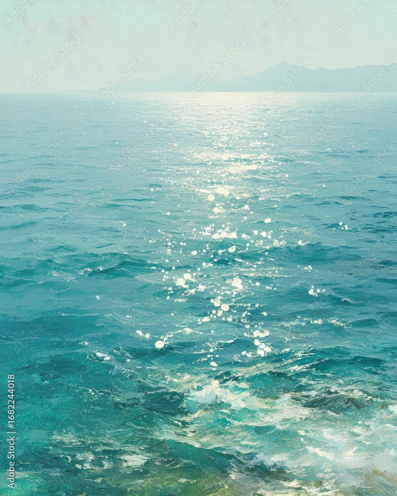 Fototapeta premium Azure Ocean Waves With Sparkling Sunlight