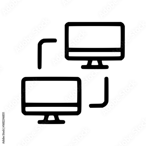 Icon of computer screens with arrows, for network, data transfer, connection concept template satuan 3000_Page 41