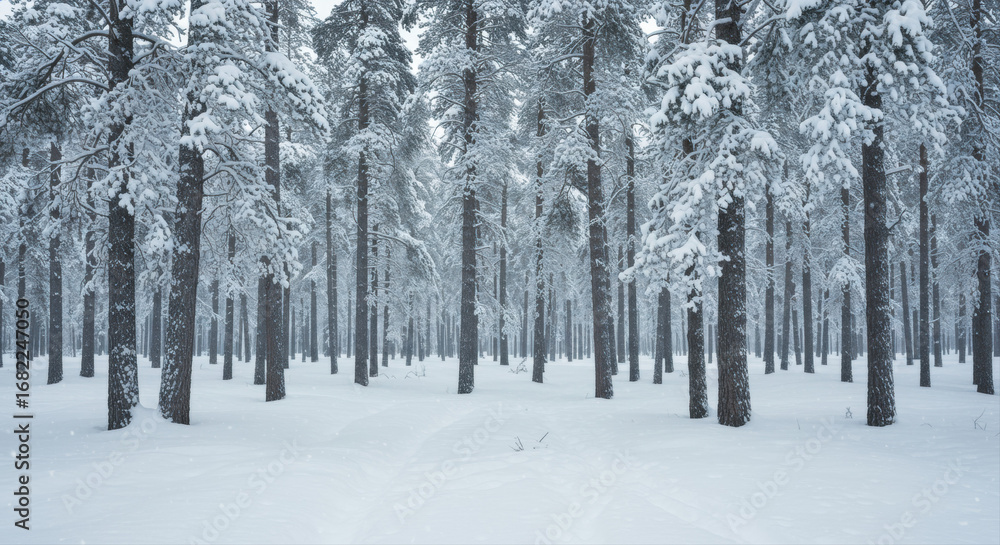 Fototapeta premium Snowy forest winter landscape