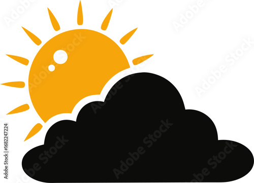 sun with cloud icon silhouette