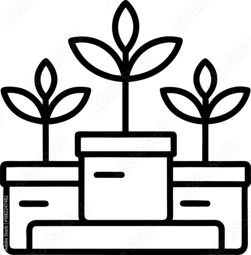 Seedling Plants in boxs icon outline icon