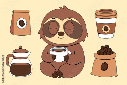 Cute Sloth Holding a Coffee Cup