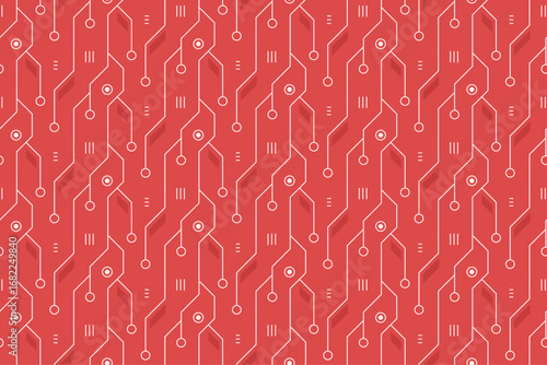 Red Circuit Board Seamless Pattern