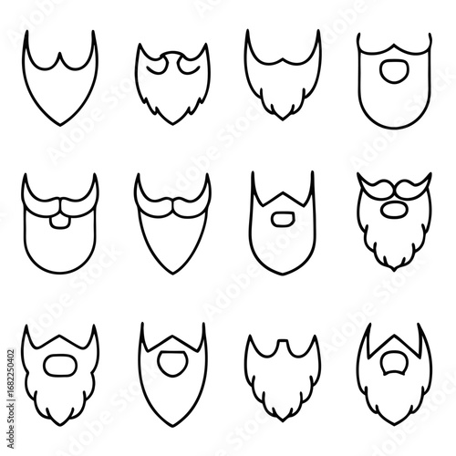 Set of different beard styles for barbershop or mens fashion concept