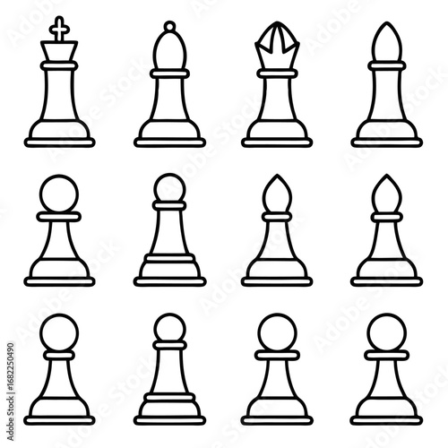 Set of chess pieces icons for your creative design and strategic board game related projects