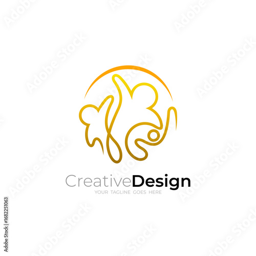 Charity logo with people design community, line style
