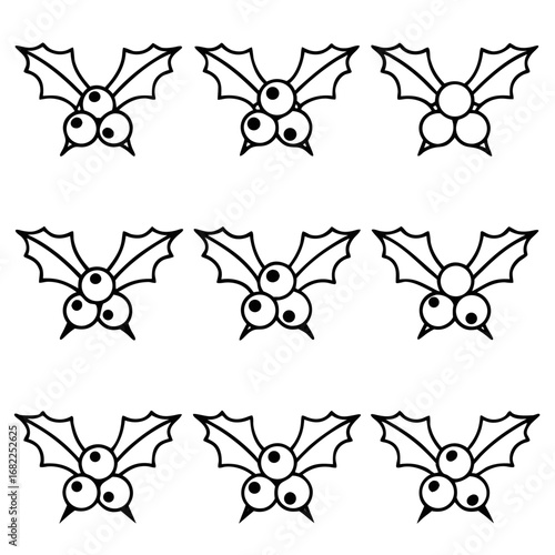 Seamless pattern of holly berries and leaves for christmas decoration