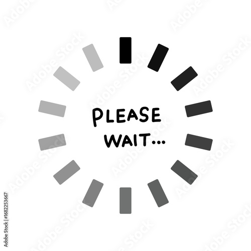 シンプルな手書き文字のPlease Waitアイコン