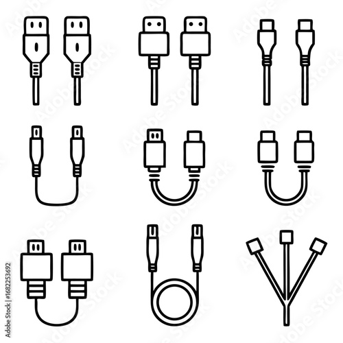 Various usb cable connector types for electronic devices and data transfer solutions