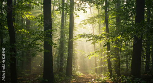 Sunlight path through forest