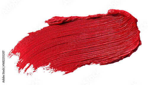 Red lipstick smear on black background