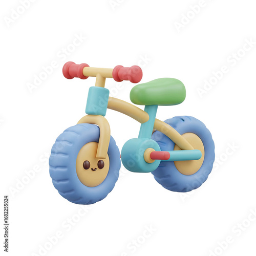 Playful 3D Cartoon Bicycle for Kids, Perfect for Childhood Memories and Fun Adventures