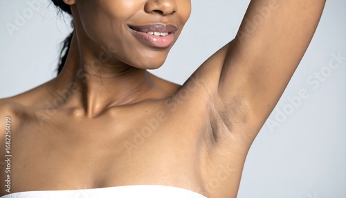 Close-up of a woman's underarm with discoloration