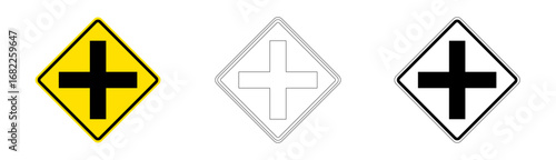 Intersections, Bifurcations and Convergences Traffic Sign PI-4a in Vector Format