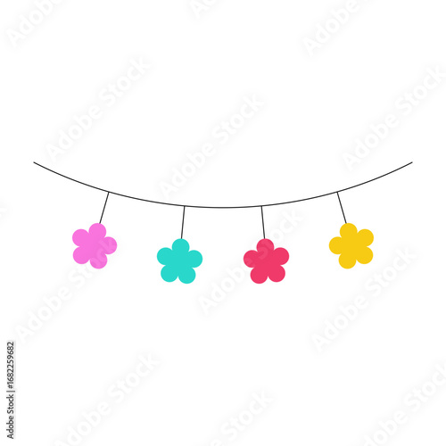 colorful flower party garland element	