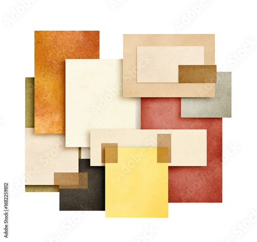 Abstract composition of layered rectangles in muted earth tones