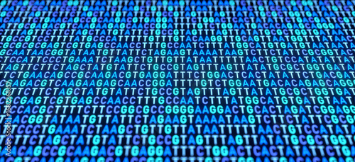 DNA patterns, DNA sequencing gel, genomics, science and genetic analysis, data, DNA testing. 3D illustration
