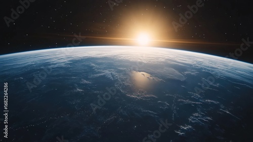 Wallpaper Mural Breathtaking view of earth from space with a vibrant sunrise illuminating the horizon and starry sky above the planet Torontodigital.ca