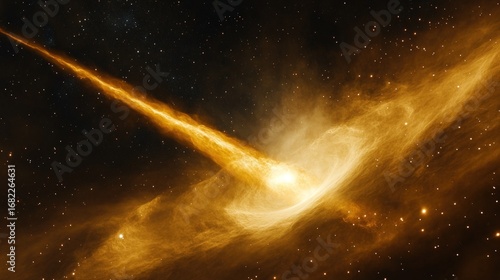 Wallpaper Mural Golden nebula with a bright jet of energy shooting across the cosmos in a stunning space background view Torontodigital.ca