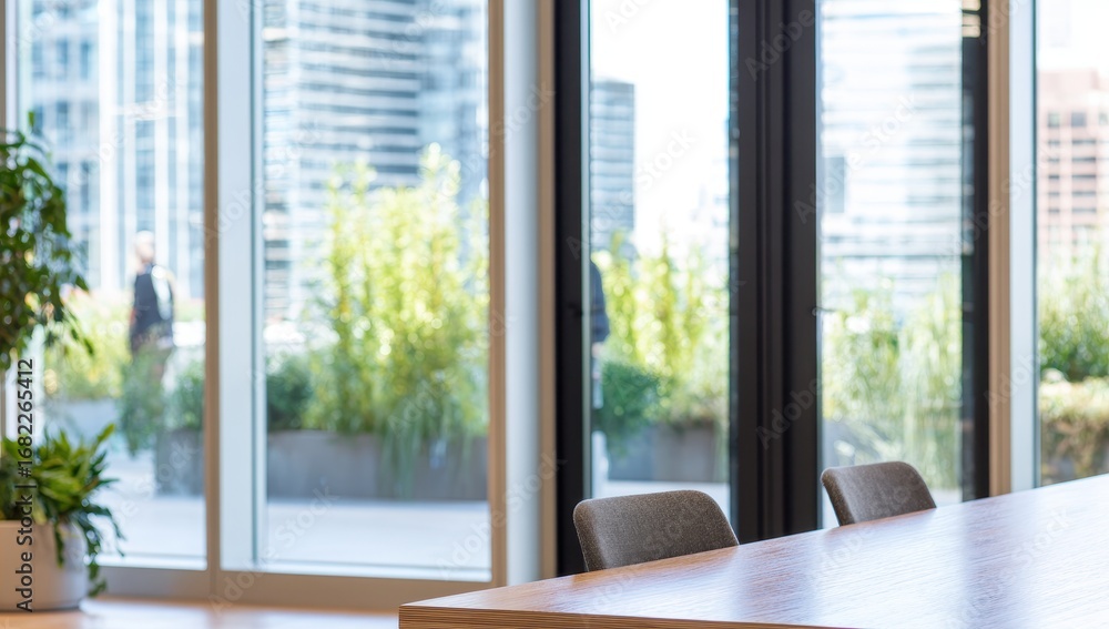 Obraz premium Modern office, city view, natural light