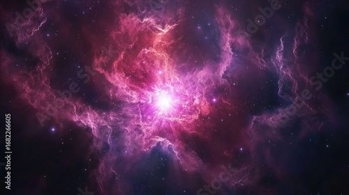 Wallpaper Mural Ethereal nebula with vibrant pink and purple hues illuminating a vast cosmic expanse filled with distant stars shining brightly Torontodigital.ca