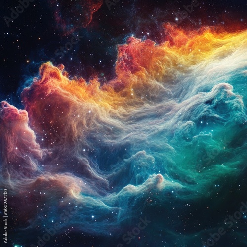 Wallpaper Mural Colorful cosmic cloudscape with stars shining in the dark universe sky creating a celestial dreamscape of space Torontodigital.ca