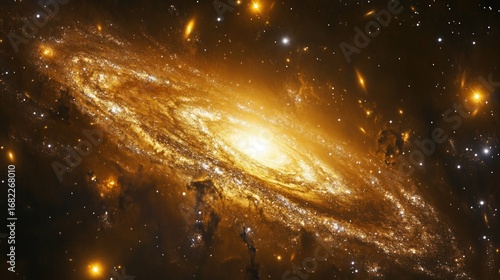 Wallpaper Mural Golden spiral galaxy shines brightly in the vast expanse of the universe with distant stars Torontodigital.ca