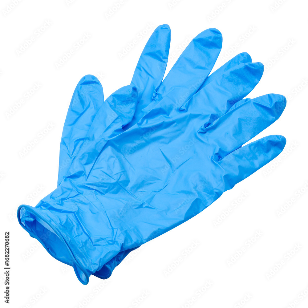 Fototapeta premium Close Up Of Blue Latex Glove On Transparent Background