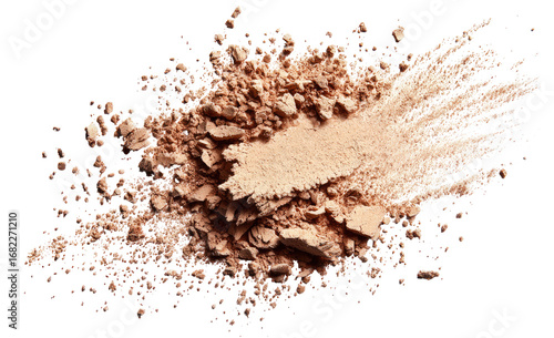 Light beige powder exploding in a chaotic, textured design